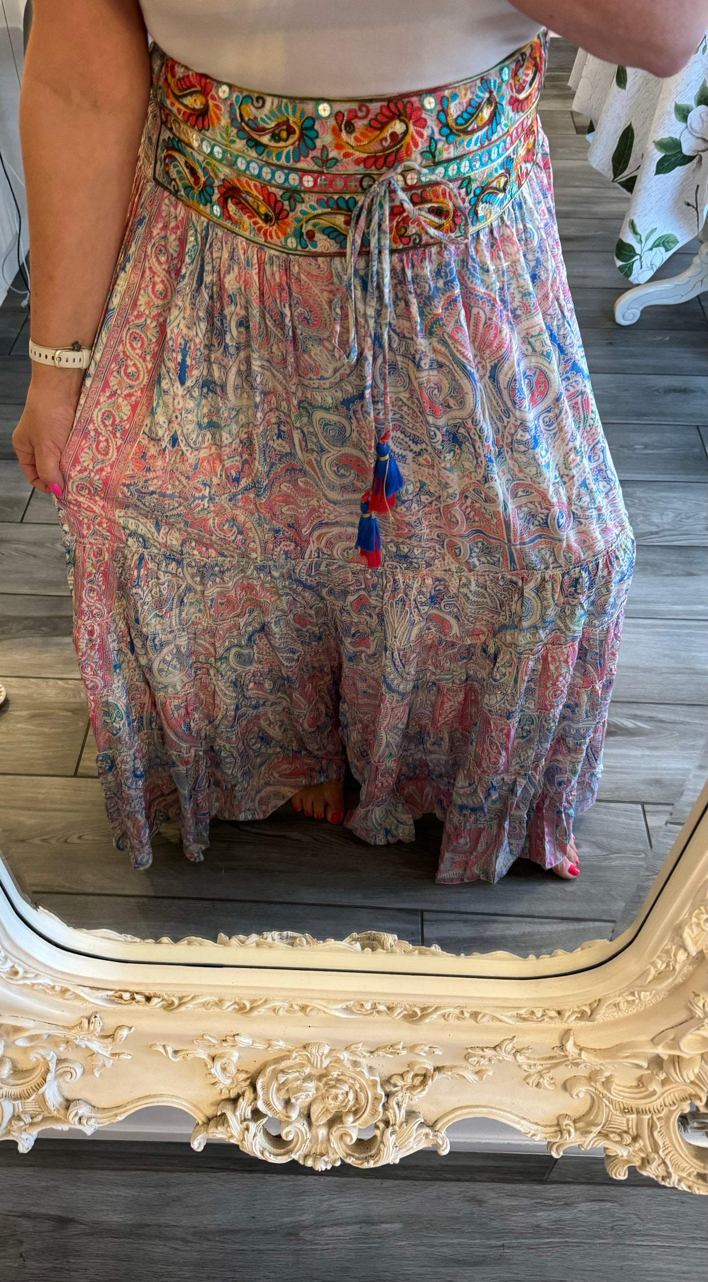 Belli Silk Boho Maxi Silk Skirt