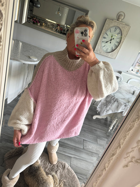 Nat balloon sleeve multi coloured oversize jumper