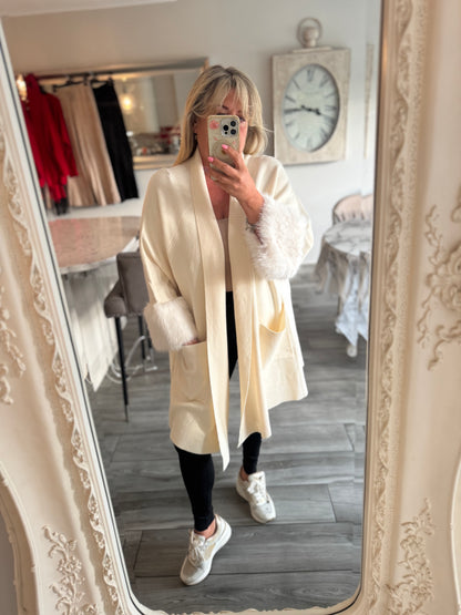 Molly cardigan with faux fur cuffs