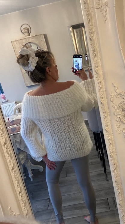Chantelle off shoulder fluffy jumper