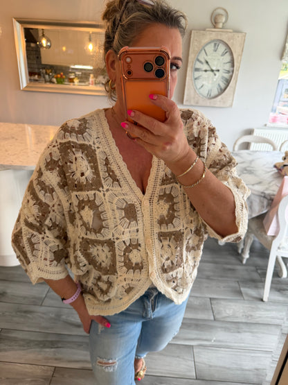 Antigua crochet cardigan top 100% cotton