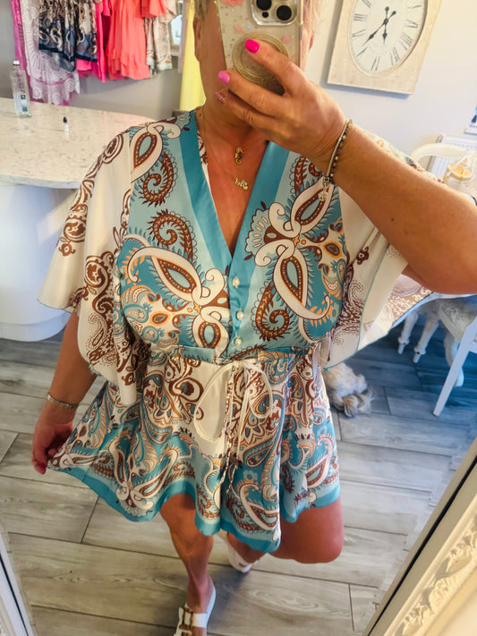Athens satin playsuit
