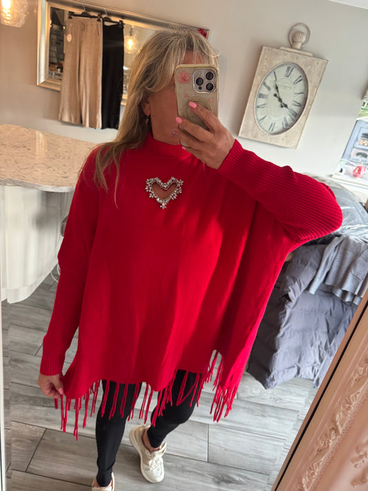Cinderella Red jumper with embellished heart detail