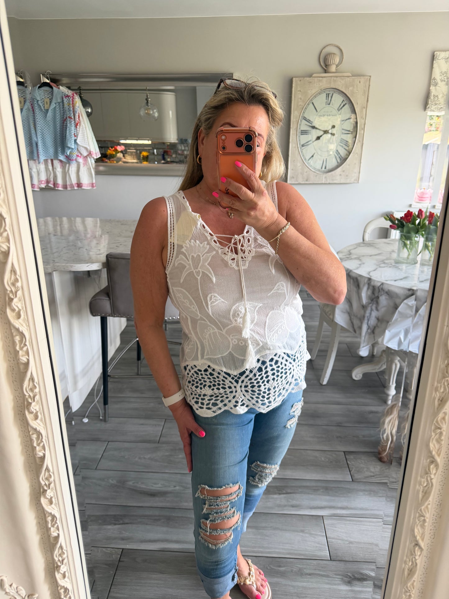 Nina 100% cotton vest pretty top