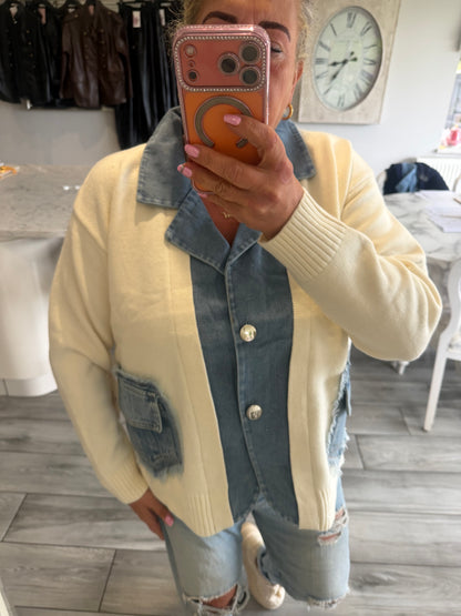 Lola cardigan with denim trim