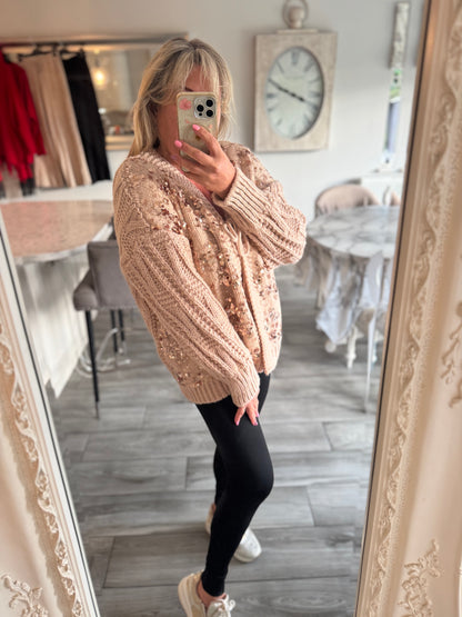 Bella Thick Knit Sequin cardigan