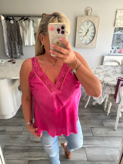 Hallie Satin Lace Trim Vest