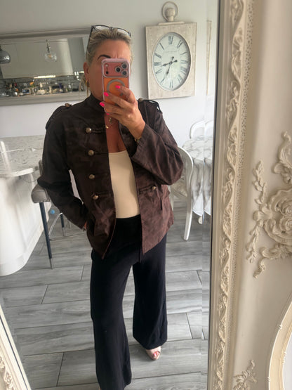Maggie camo military style open jacket