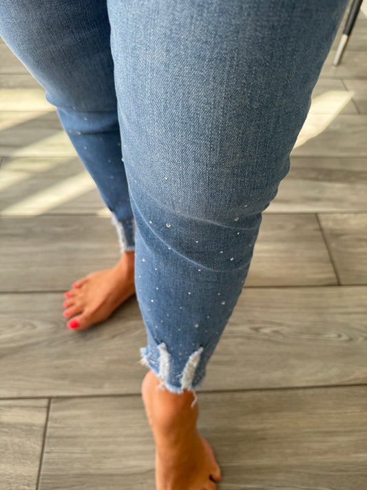 Sienna push up stretch jeans with crystal detail