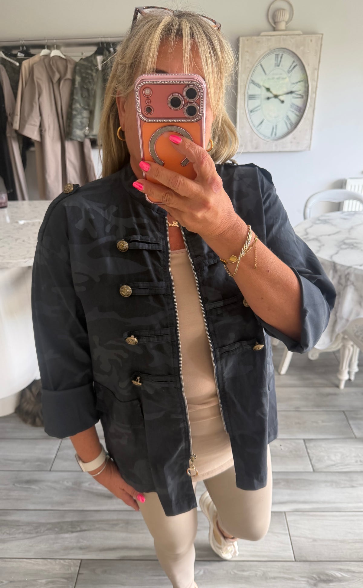 Maggie camo military style zip close lightweight jacket