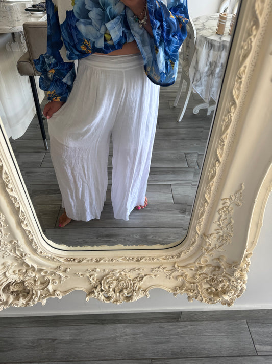 Sydney wide leg floaty Elasticated wide waistband trousers