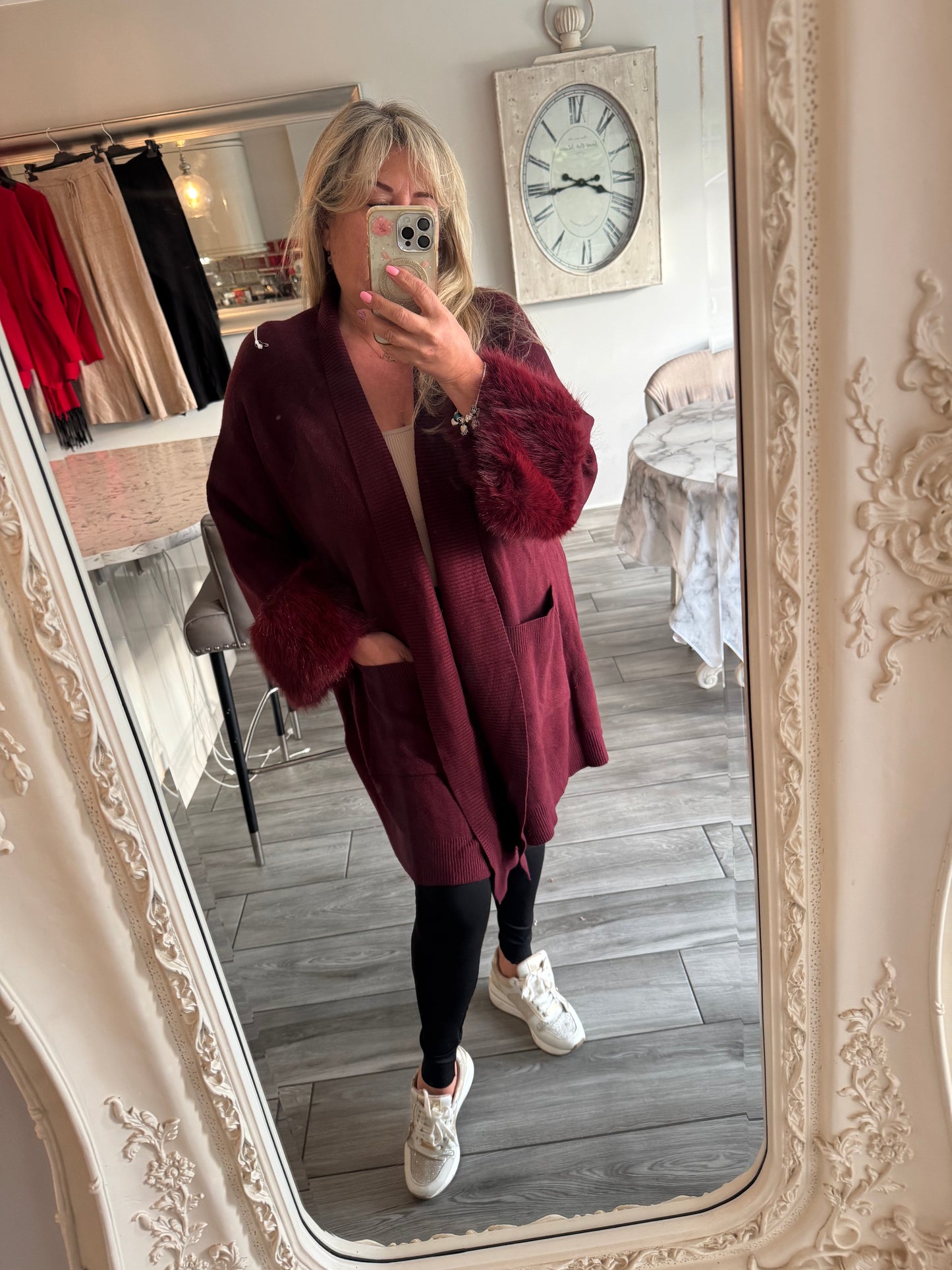 Molly cardigan with faux fur cuffs