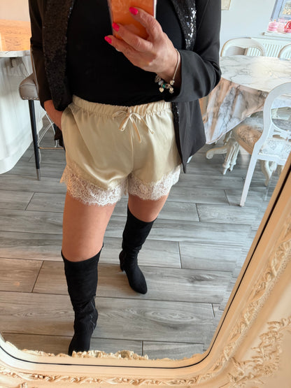 Faye satin lace shorts