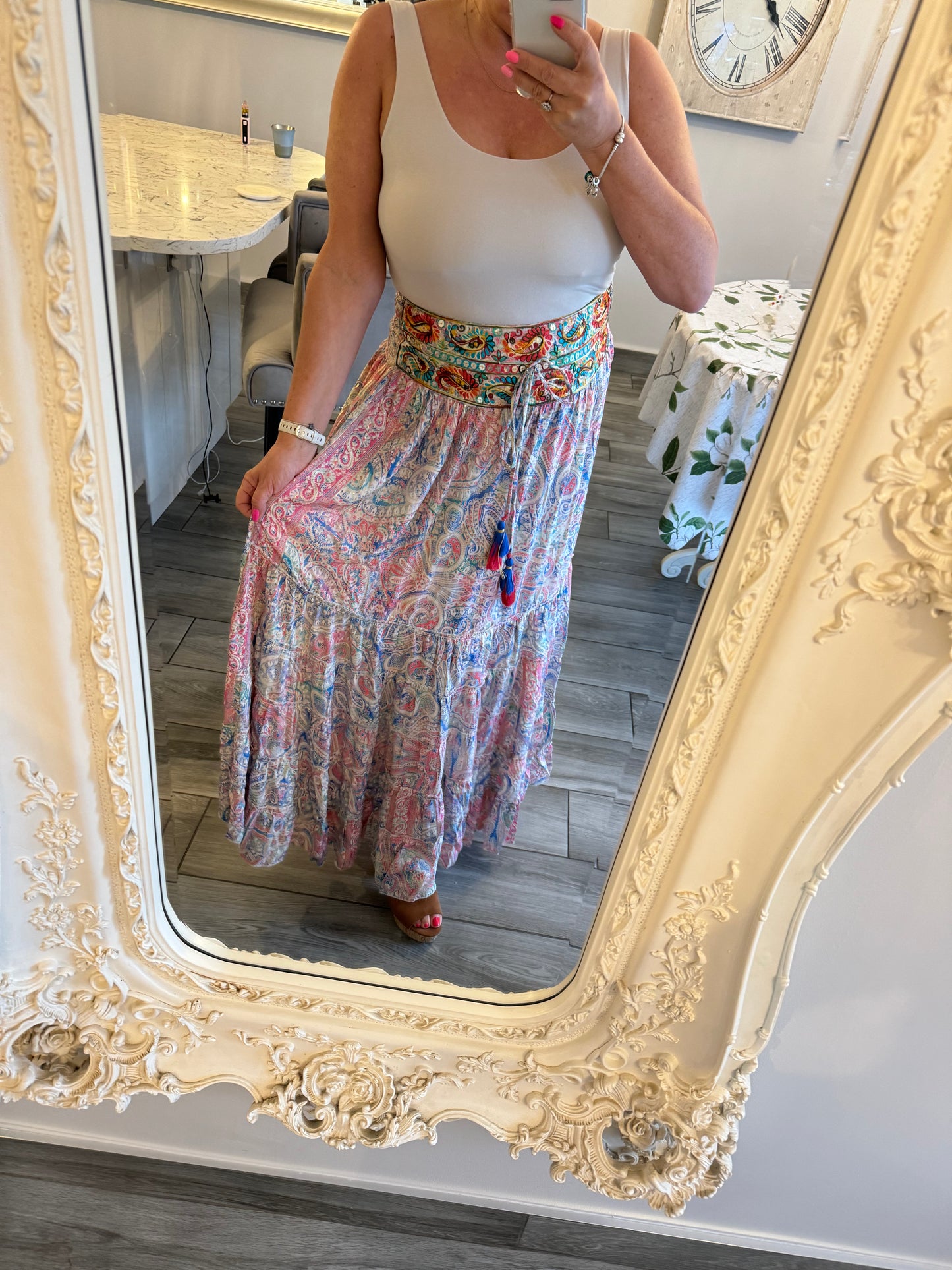 Belli Silk Boho Maxi Silk Skirt