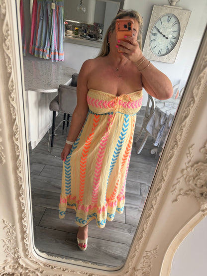 Monica Shirred top cotton mix sundress