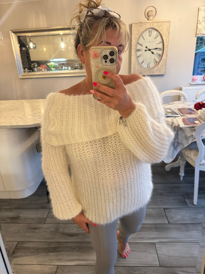 Chantelle off shoulder fluffy jumper