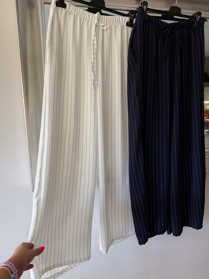 Patricia wide leg pinstripe Elasticated waist trousers