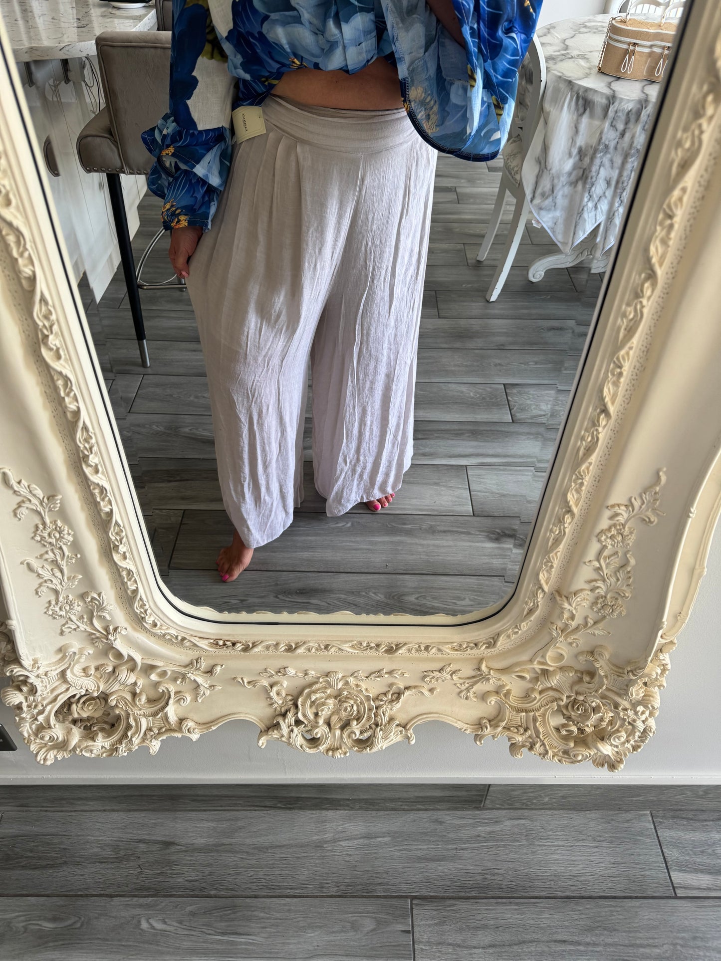 Sydney wide leg floaty Elasticated wide waistband trousers