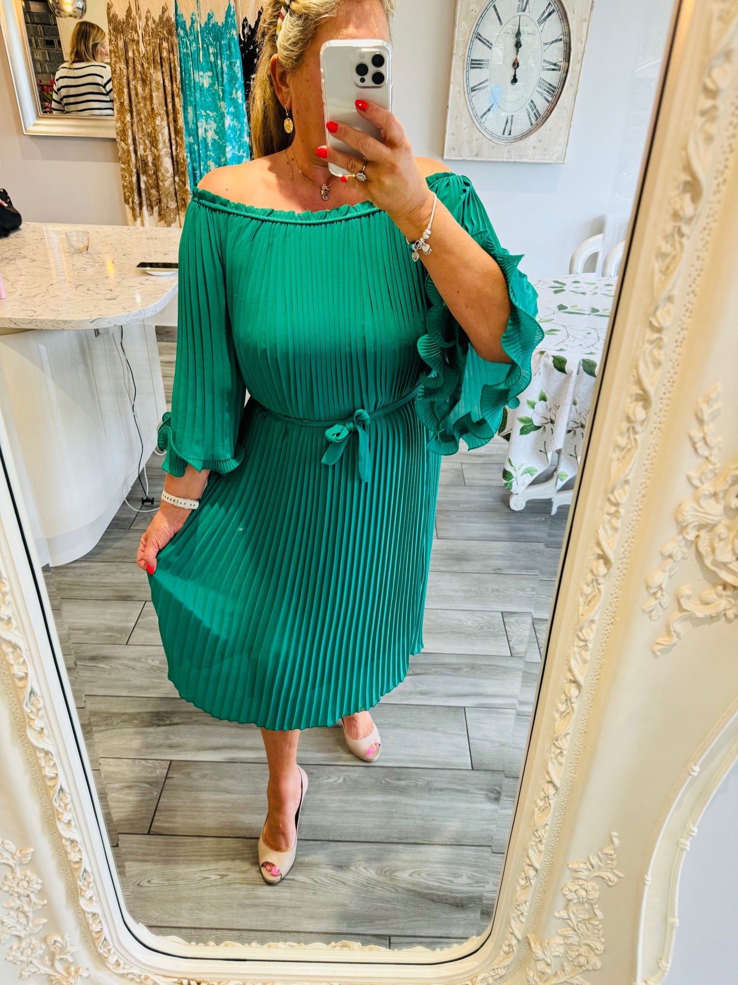 Lucinda Plisse Midi Dress