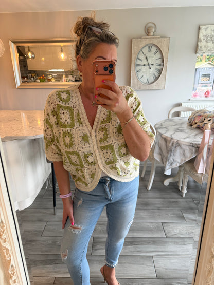 Antigua crochet cardigan top 100% cotton