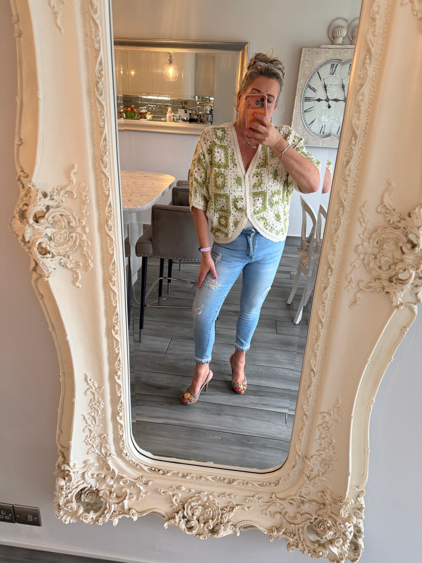 Antigua crochet cardigan top 100% cotton