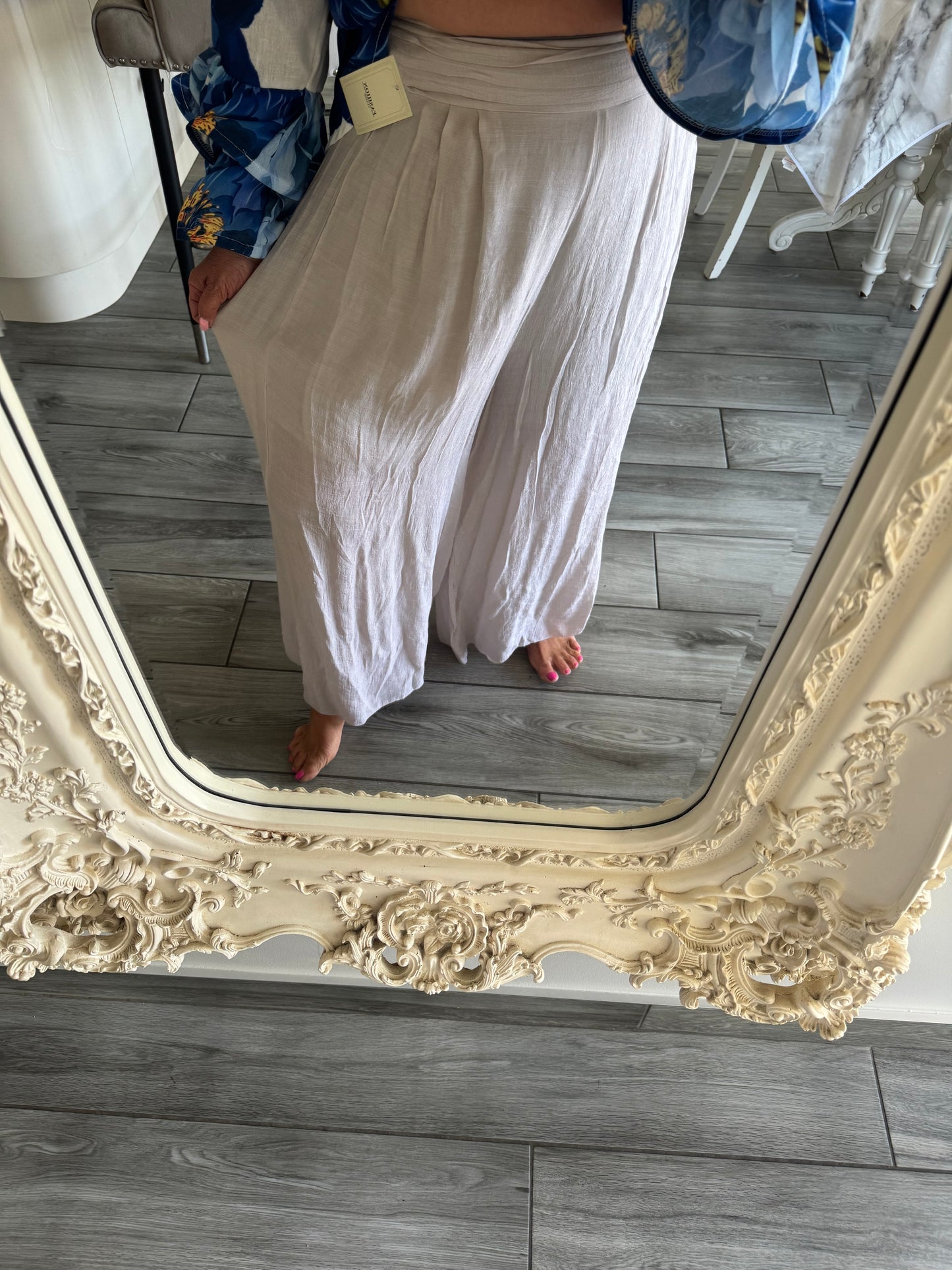 Sydney wide leg floaty Elasticated wide waistband trousers
