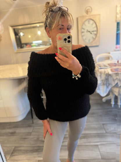 Chantelle off shoulder fluffy jumper