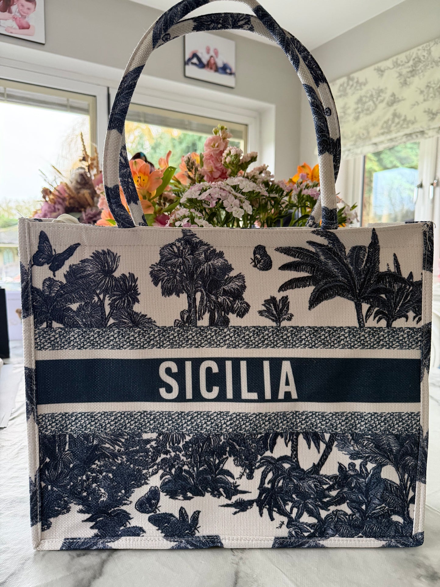 Fiori shopper bag with Sicilia slogan