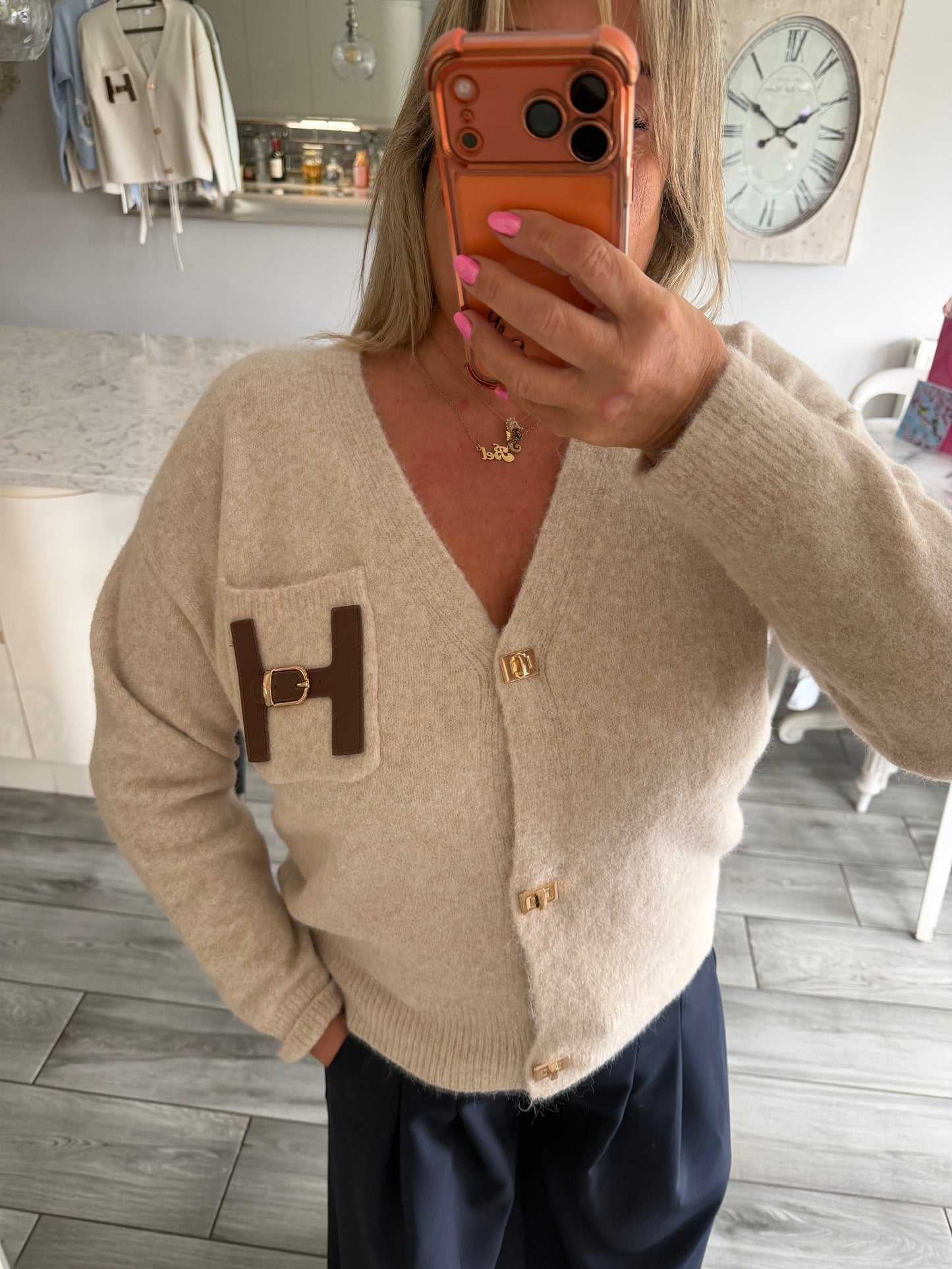 Tina H buckle detail cardigan with popper closure