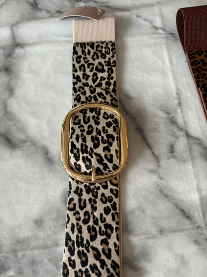 Mirella leopard Elasticated gold buckle belt