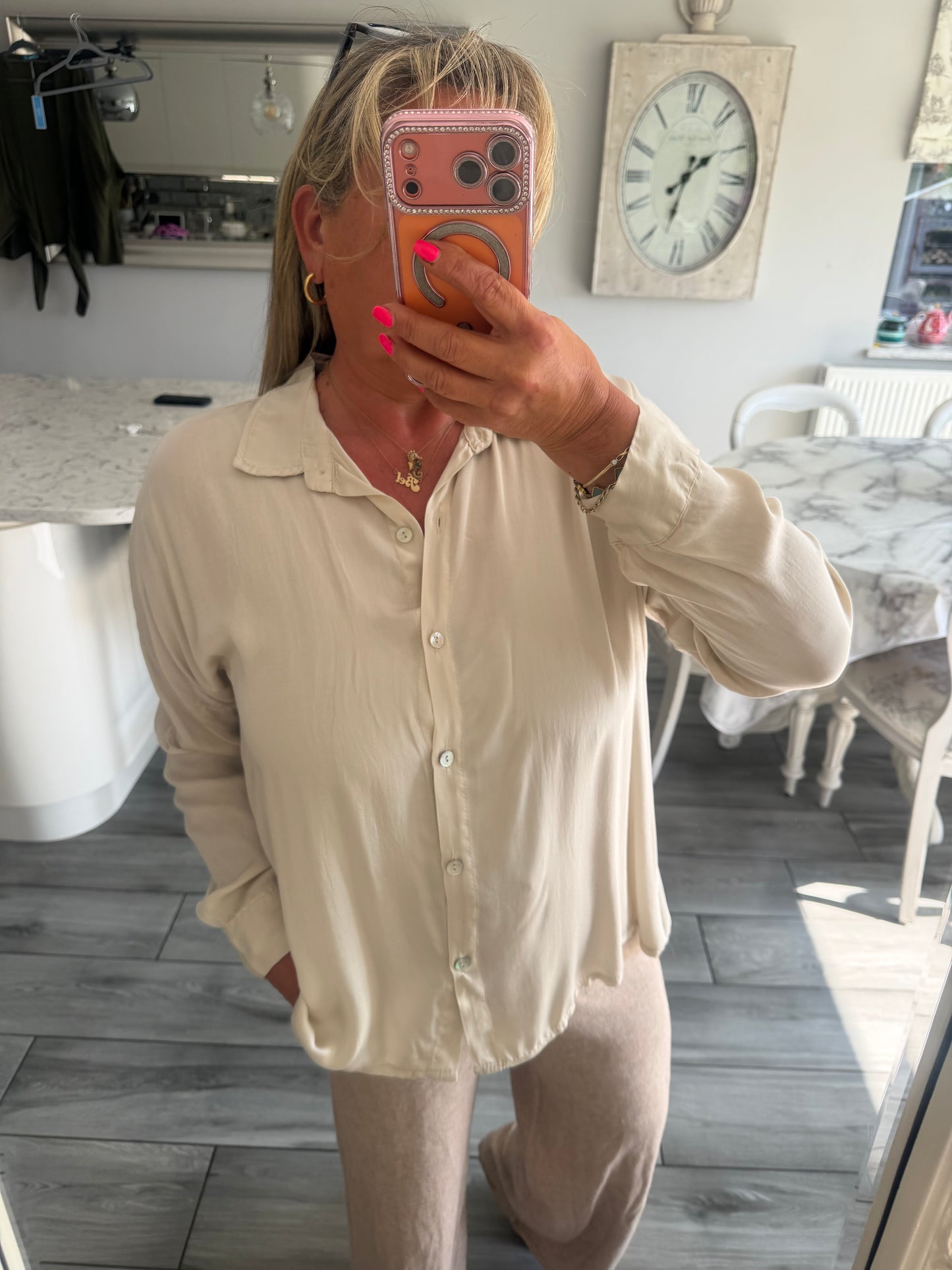 Claire silk mix loose fit shirt