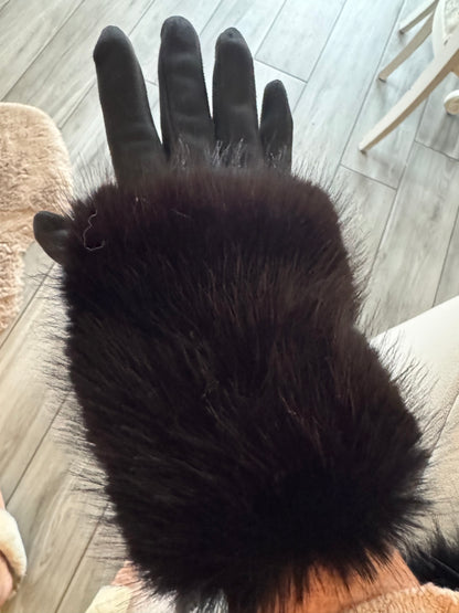 Francine suedette and faux fur gloves