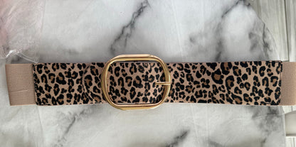 Mirella leopard Elasticated gold buckle belt