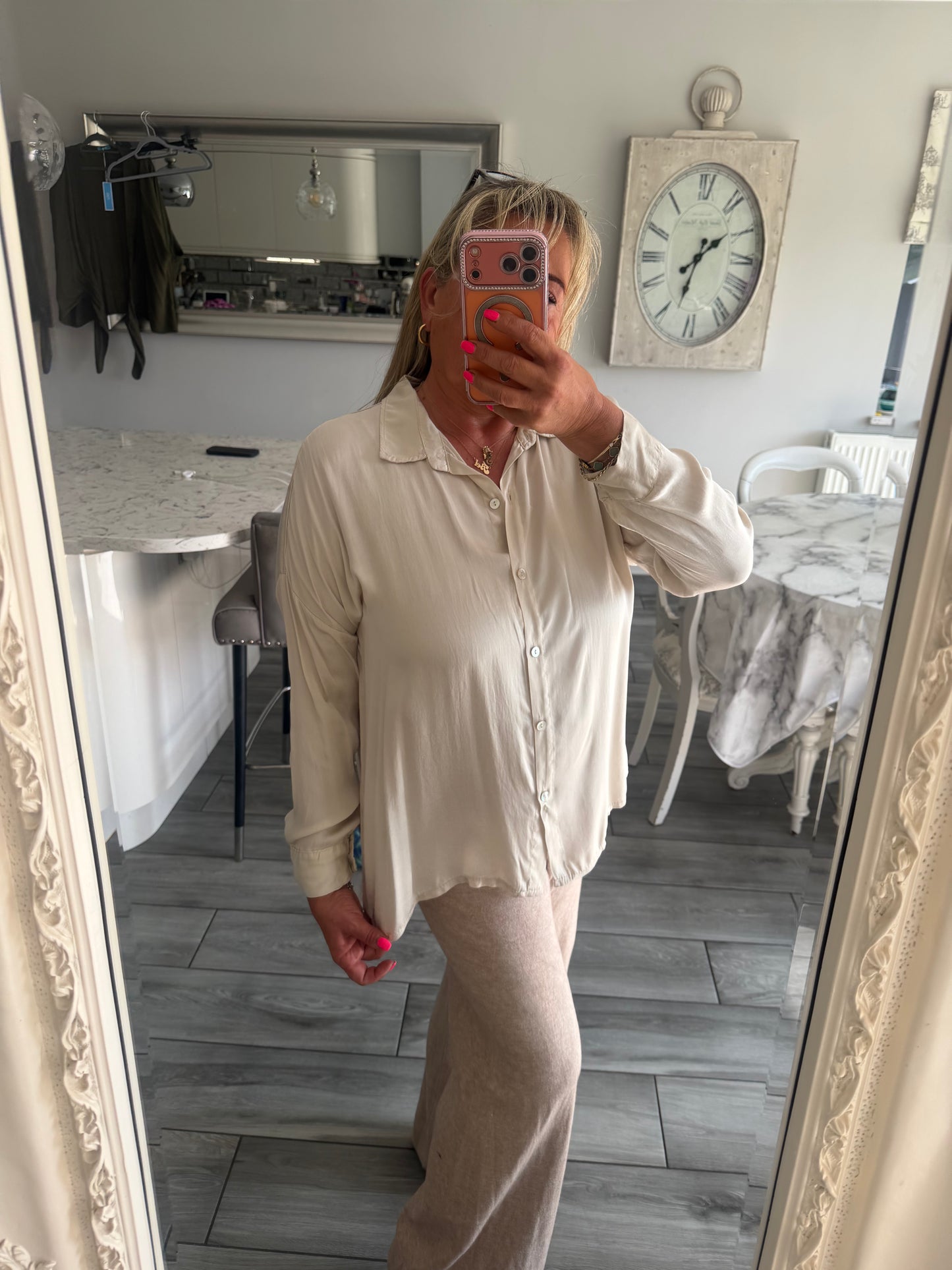 Claire silk mix loose fit shirt