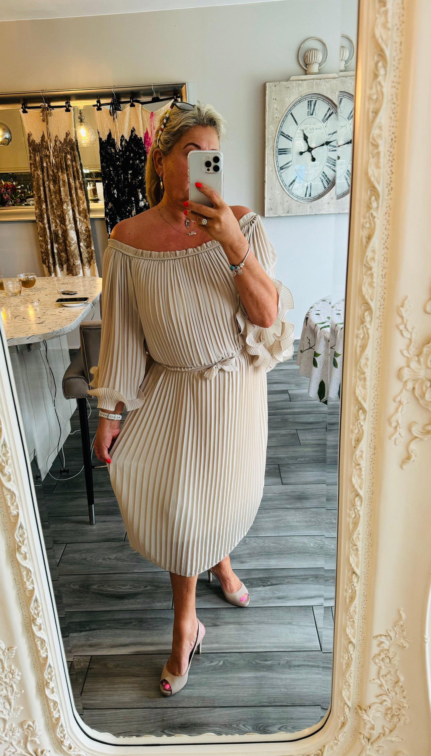 Lucinda Plisse Midi Dress
