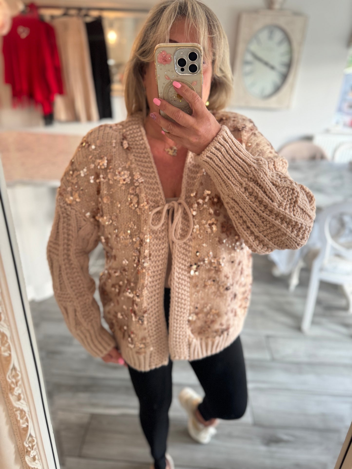 Bella Thick Knit Sequin cardigan