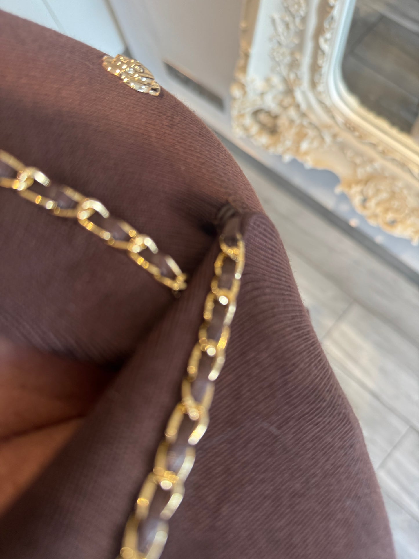 Ella smart short dress gold chanelesque chain detail