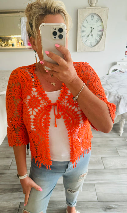 Georgia Crochet Short Open Cardi