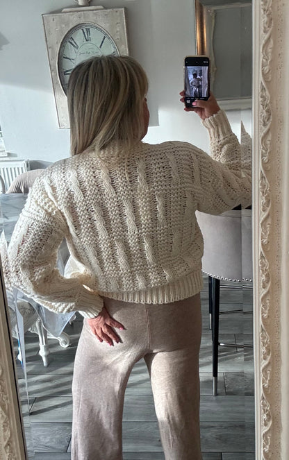Mulan thick knit pretty cardigan cream