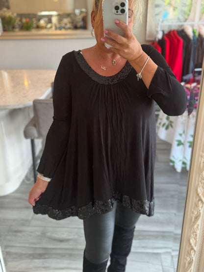 Dina Sequin Detail Top