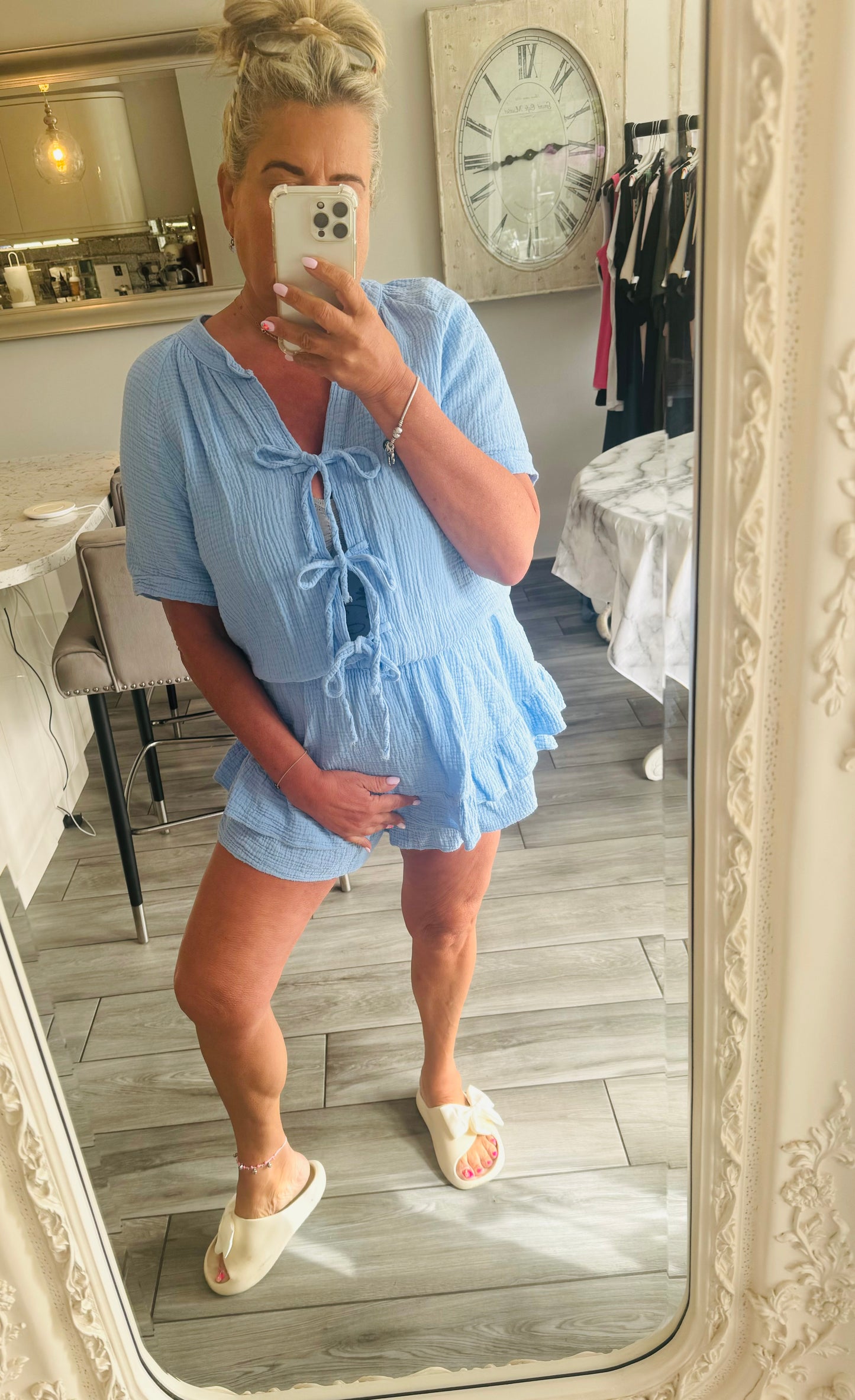 Talia cheesecloth short sleeve playsuit