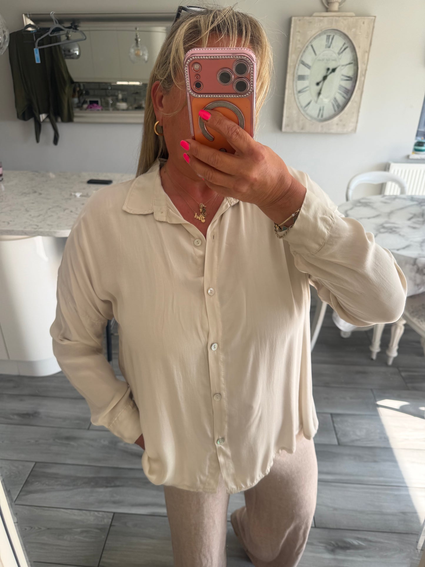 Claire silk mix loose fit shirt