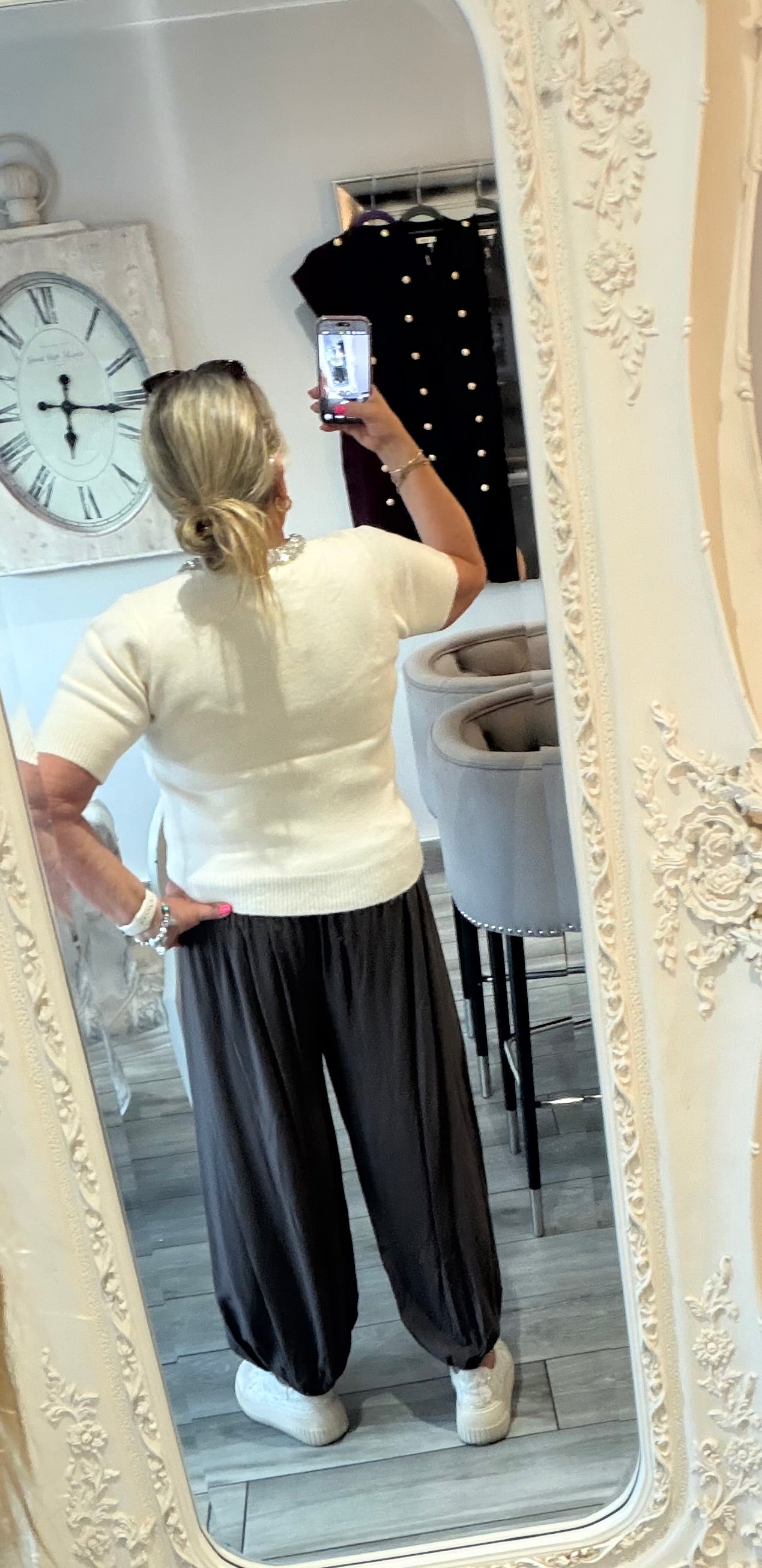Monica crystal neck encrusted detail short sleeve cardigan/jumper