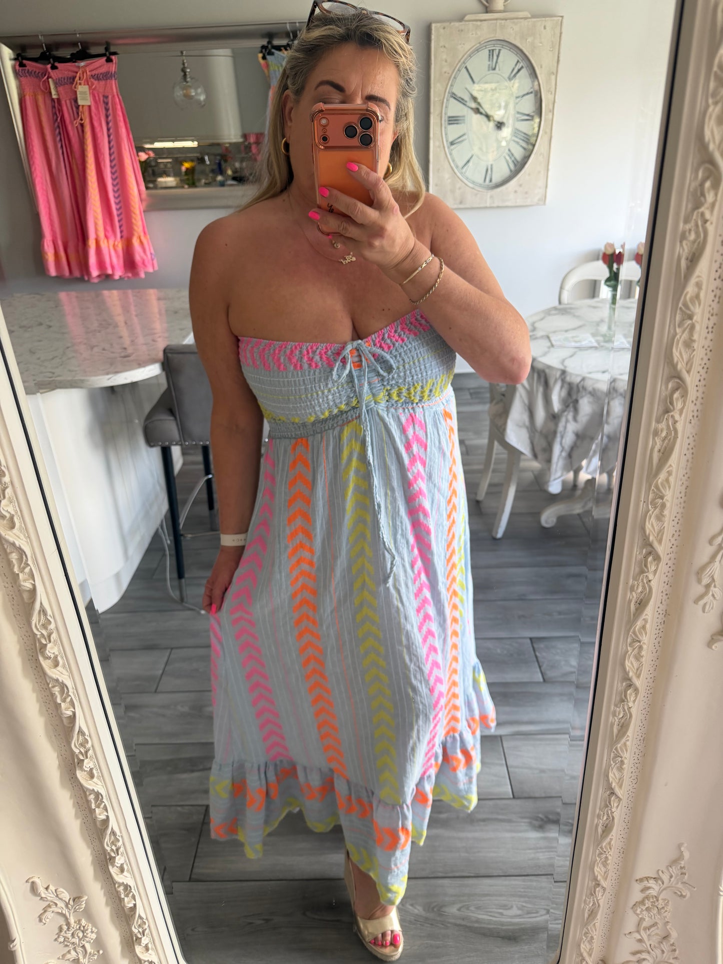 Monica Shirred top cotton mix sundress