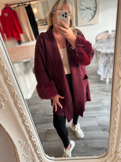 Molly cardigan with faux fur cuffs