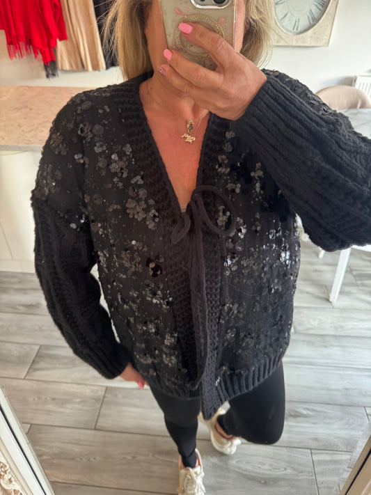 Bella Thick Knit Sequin cardigan