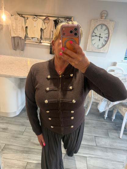 Tina military style zip cardigan/jumper
