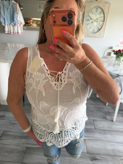 Nina 100% cotton vest pretty top