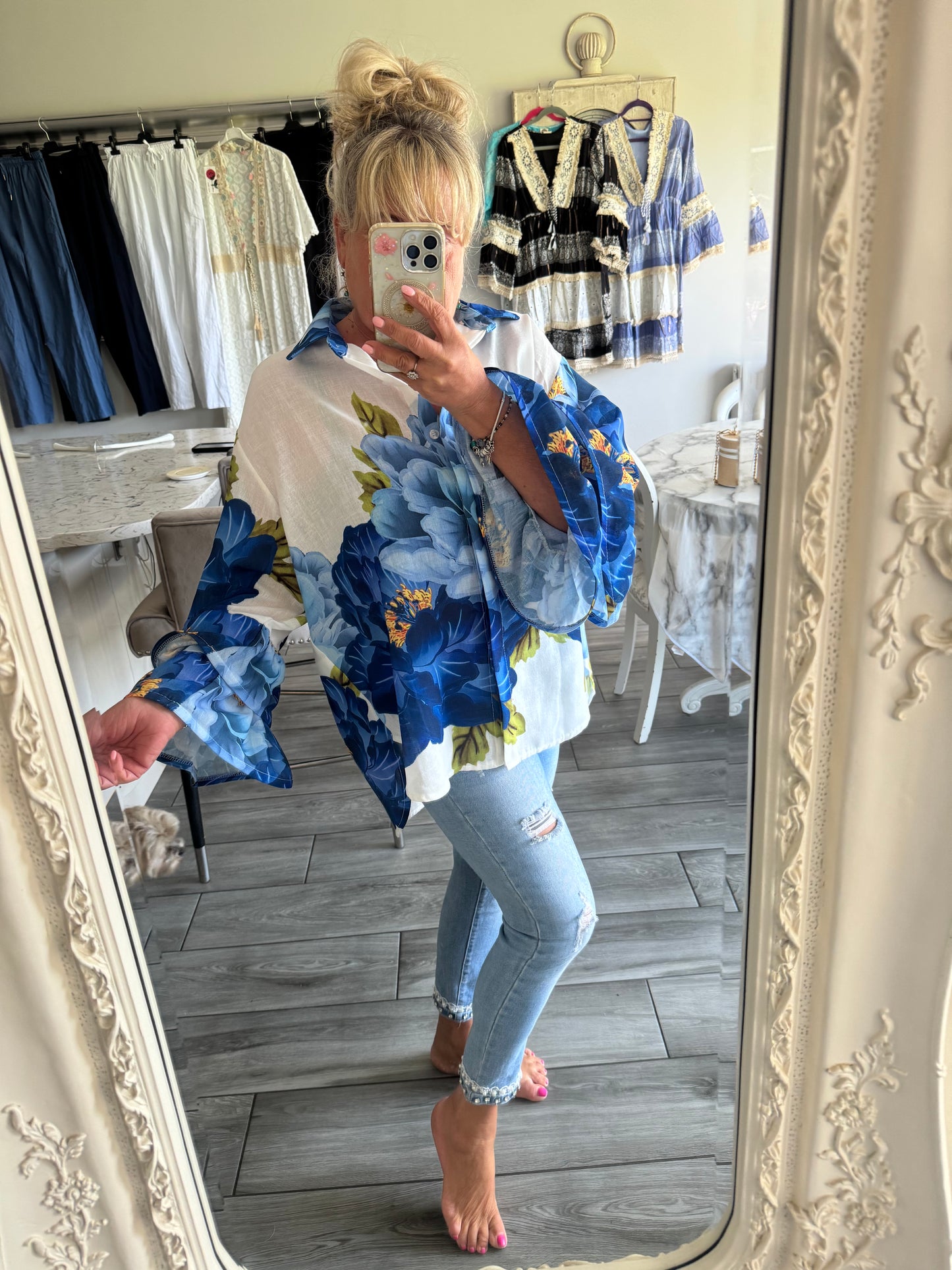 Kirsty frill sleeve oversize shirt