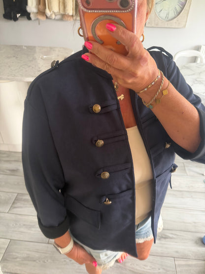 Flo suedette military style lightweight open jacket